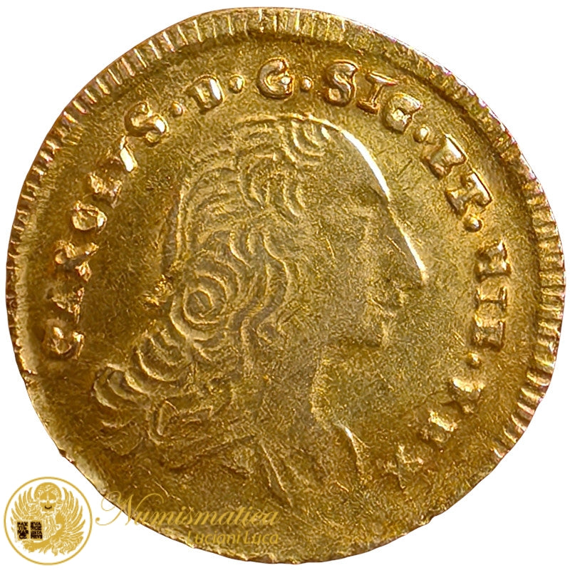 PALERMO Carlo III di Borbone ONCIA 1755 Au Rara Spl #PV454