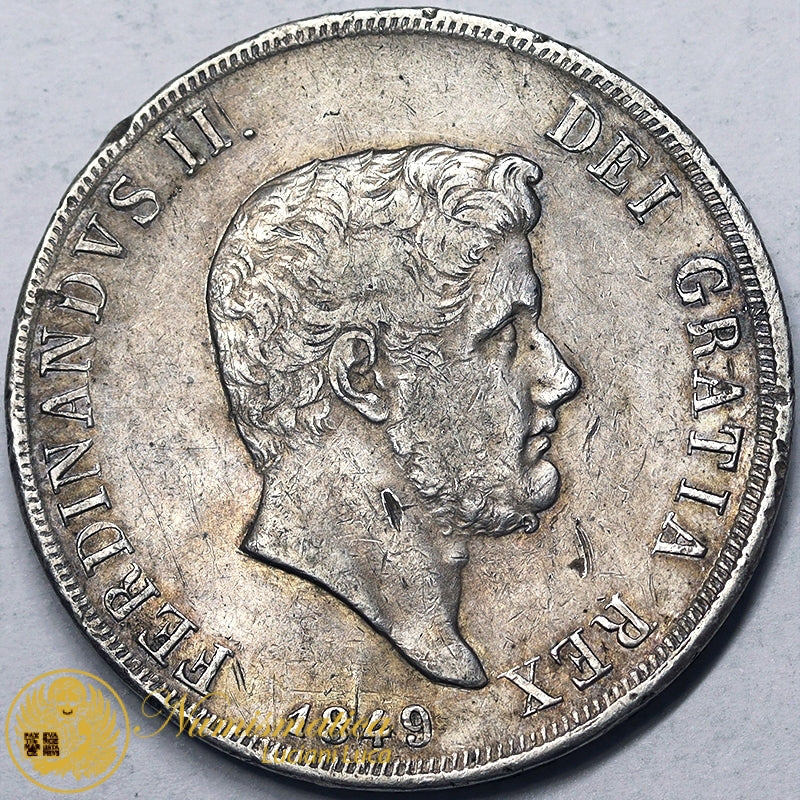 REGNO DUE SICILIE Ferdinando II di Borbone 1830-59 PIASTRA da 120 grana 1849 BB argento R3 del 4° tipo #PV15