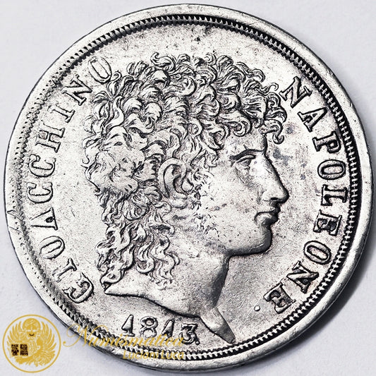REGNO DI NAPOLI 2 Lire 1813 Gioacchino Napoleone 1808-15 Ag BB/BB+ #P569