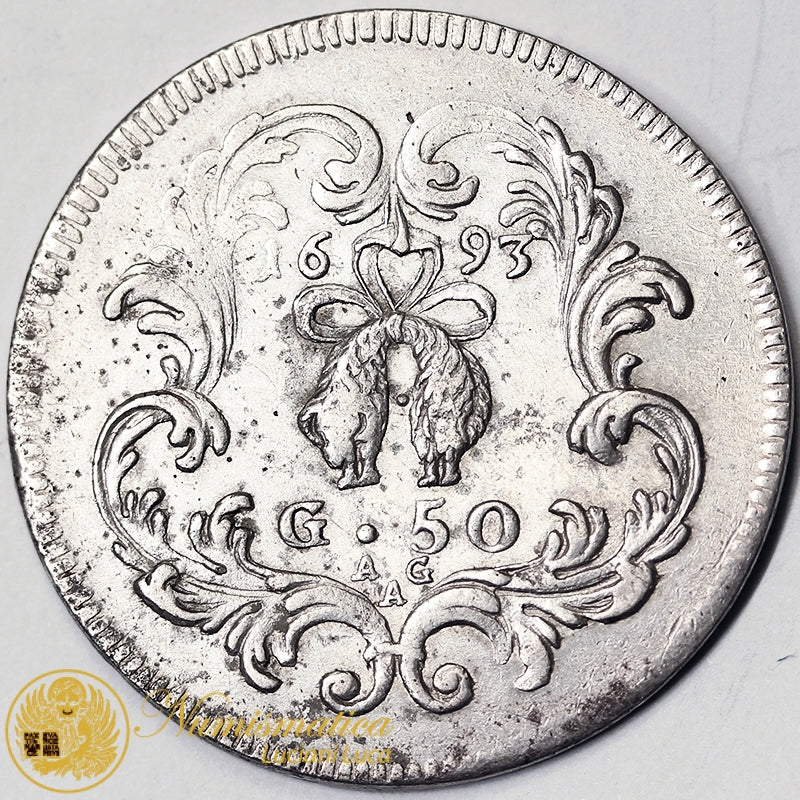 REGNO DI NAPOLI Carlo II 1665-1700 Mezzo Ducato 1693 Q.SPL #P65