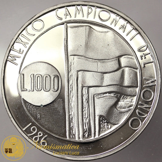 SAN MARINO 1000 Lire 1986 CAMPIONATI DEL MONDO MESSICO CALCIO FS Ag #4262