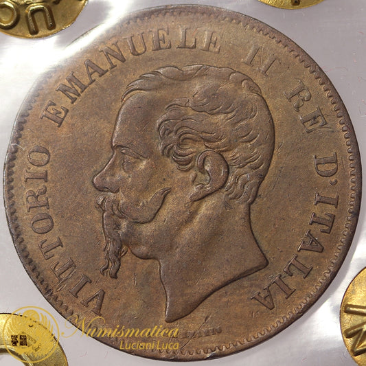 VITTORIO EMANUELE II 5 centesimi 1861 BOLOGNA rame rosso Spl/Spl+ MOLTO RARO #PV751