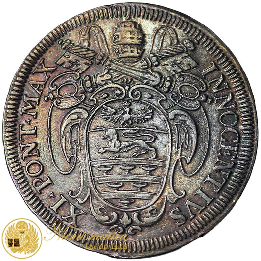 STATO PONTIFICIO Testone INNOCENZO XI 1676-89 Variante nella scritta “QAUM” Raro #4259