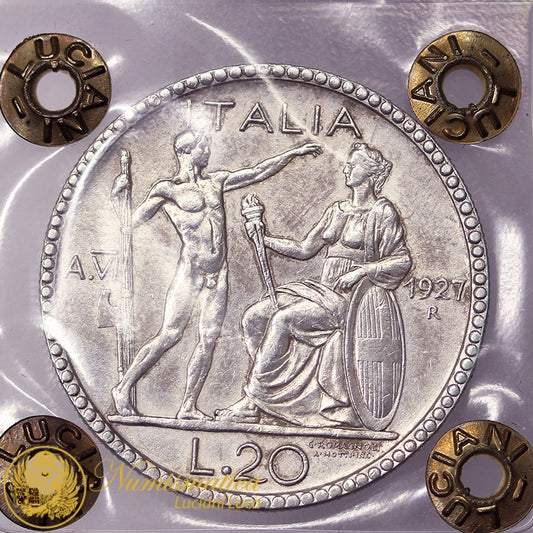VITTORIO EMANUELE III 20 Lire 1927 Littore Spl NON COMUNE #PV135