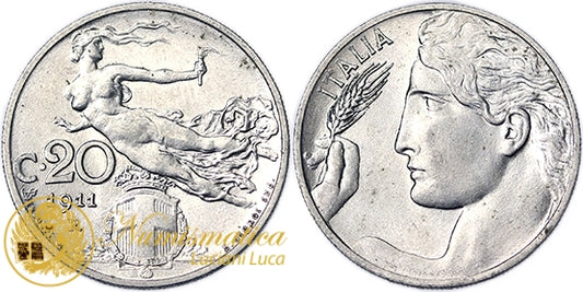 VITTORIO EMANUELE III 20 Centesimi 1911 Libertà Librata NC Fdc #5616