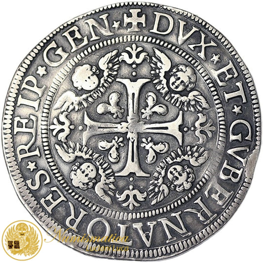 GENOVA Scudo Largo 1653 Repubblica Dogi Biennali III fase (1637-1797) Ag Molto Raro #MD662