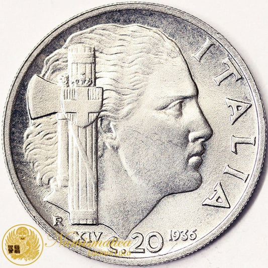 VITTORIO EMANUELE III 20 Centesimi 1936 Impero Fdc MOLTO RARA #PV139