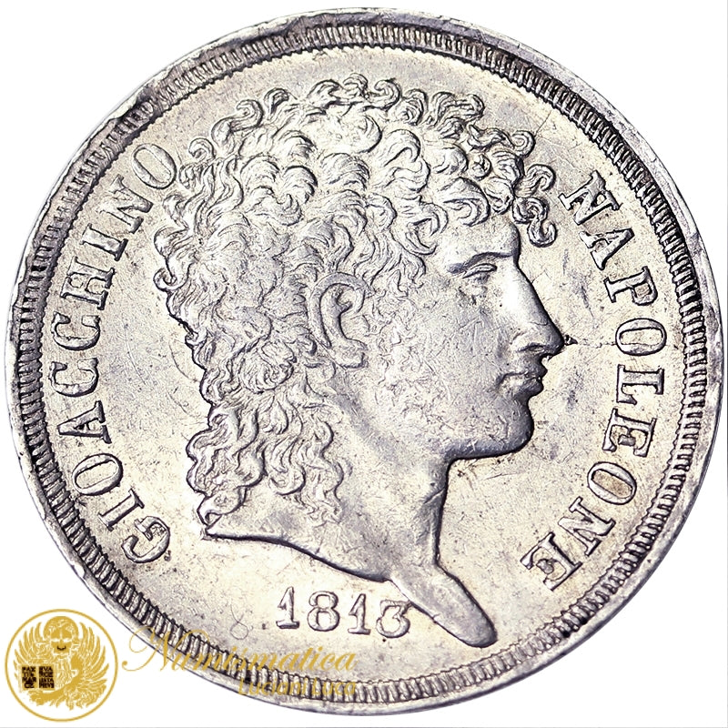 NAPOLI Gioacchino Napoleone 2 Lire 1813 Ag SPL #PV365