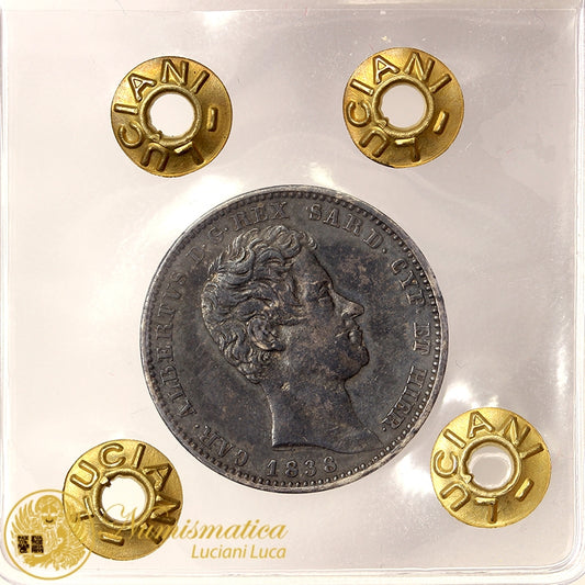 CARLO ALBERTO 1 Lira 1838 Torino Ag Q.Fdc Molto Rara #PV359