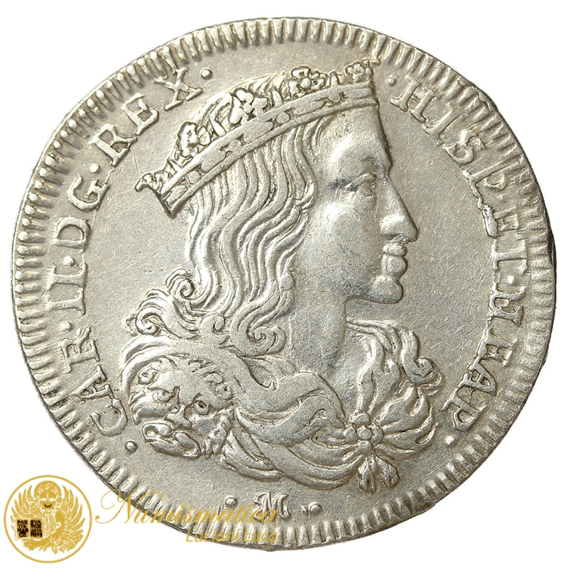 NAPOLI Carlo II 1674-1700 II Periodo Re di Spagna TARI’ 1691 da 20 Grana Spl #PV163