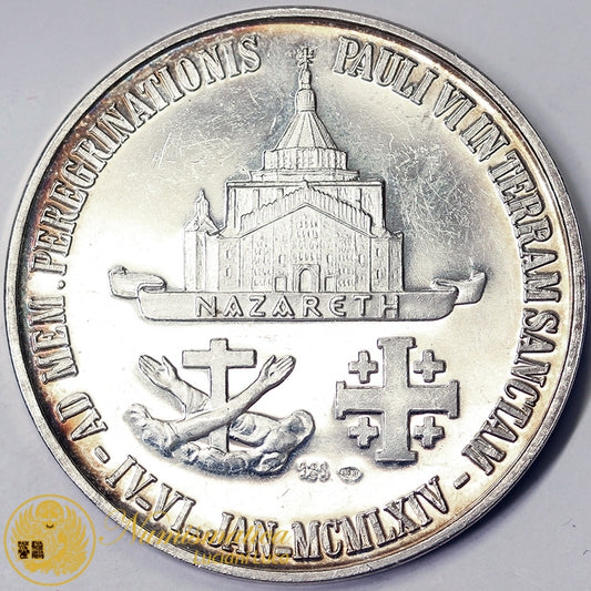 PAOLO VI 1963-78 Medaglia Straordinaria 1964 VIAGGIO TERRA SANTA opus F. MINA Proof #MD1534