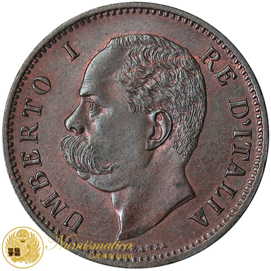 UMBERTO I 5 Centesimi 1896 Roma Fdc rame rosso RARO #P52