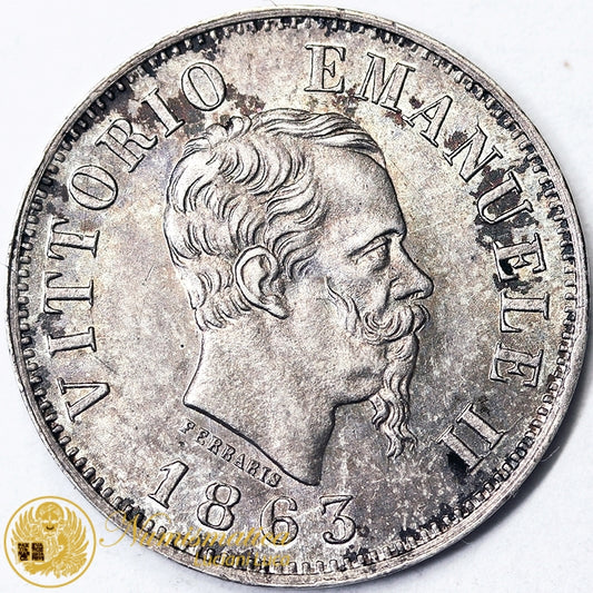 VITTORIO EMANUELE II 50 Centesimi 1863 M Valore argento Q.Fdc #PV180