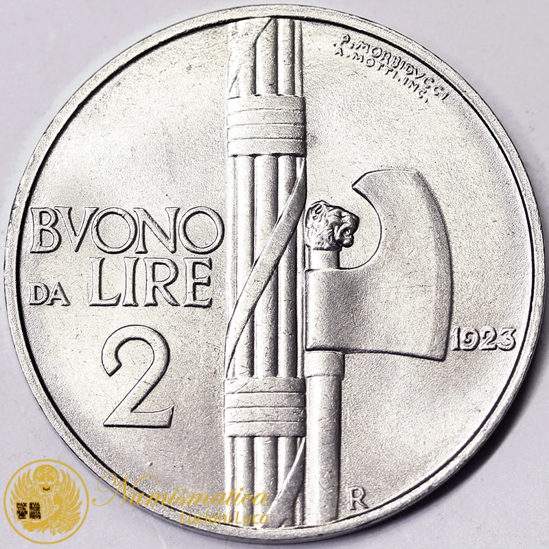 VITTORIO EMANUELE III Buono da 2 Lire 1923 Fascio nichel Fdc #P600