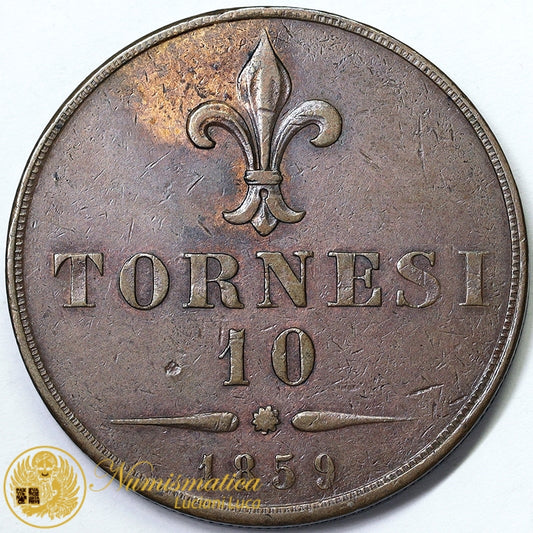REGNO DUE SICILIE 10 Tornesi 1859 Zecca NAPOLI Francesco II di Borbone 1859-60 Q.SPL #PV160
