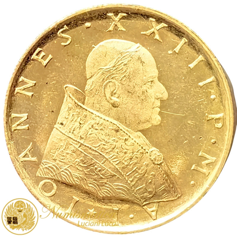 100 LIRE 1959 Anno I Giovanni XXIII 1958-63 CITTA' DEL VATICANO Au.900 5,19 g Raro Fdc #PV265