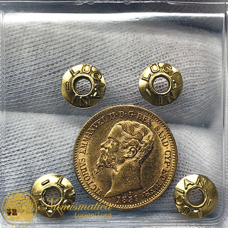 20 LIRE 1859 Genova Vittorio Emanuele II 1849-61 REGNO DI SARDEGNA Au 6,45 g Q.Fdc #PV242