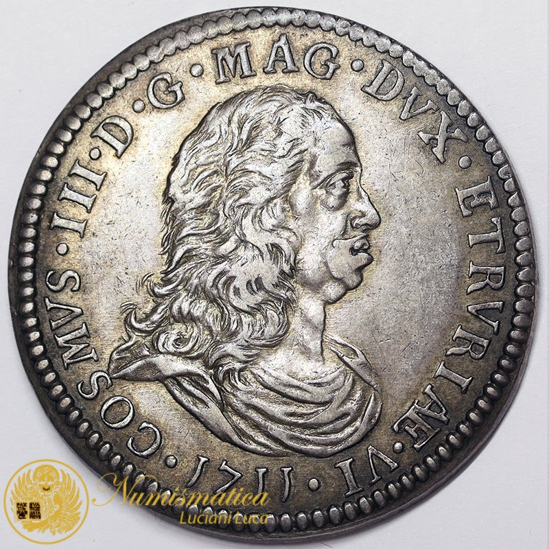 TOSCANA Cosimo III de’ Medici 1670-1723 Tollero 1711 Livorno Ag Spl RARO #PV176