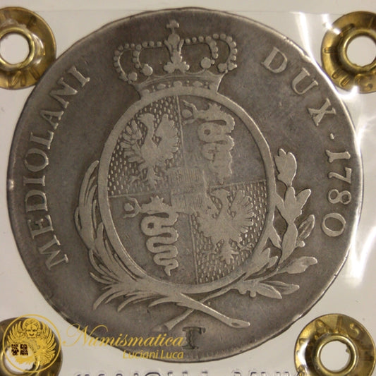 MILANO Scudo 1780 MARIA TERESA Imperatrice – contromarca MB Raro #PV155