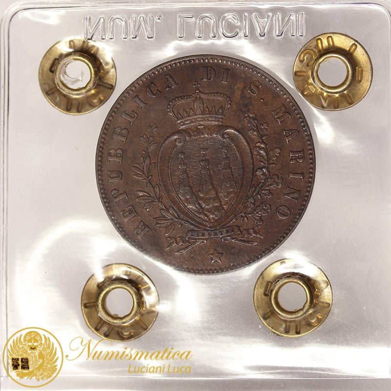 SAN MARINO I^ Monetazione 5 Centesimi 1869 Milano Cu Spl+ #P61