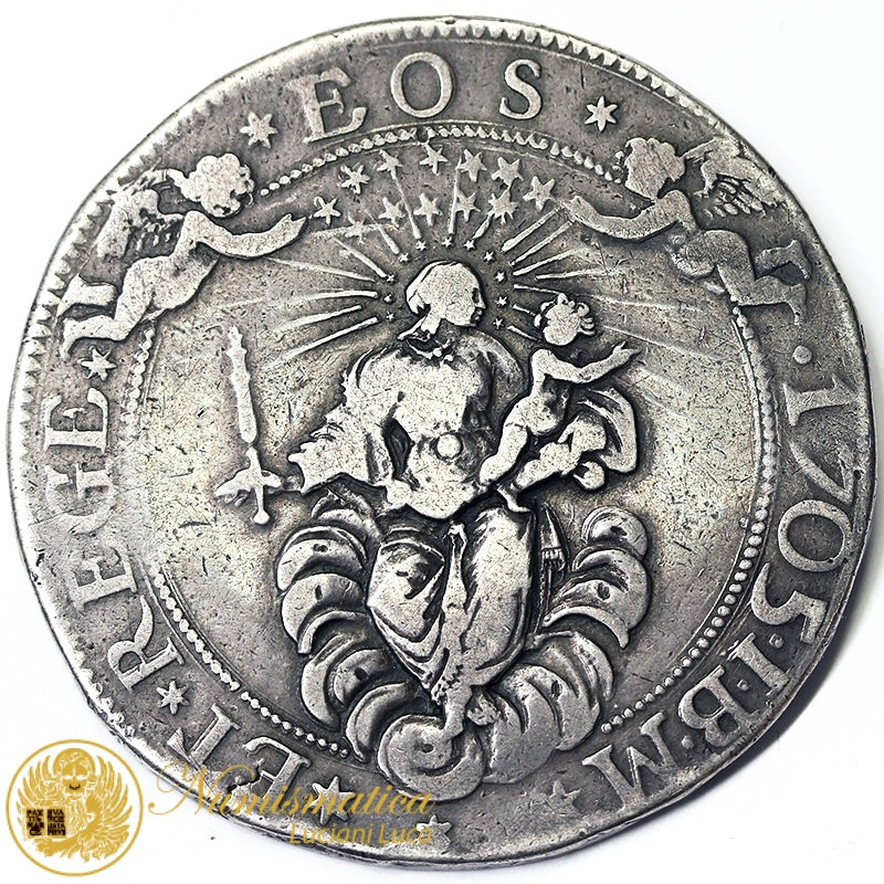 GENOVA 2 Scudi 1705 Repubblica Dogi Biennali III fase (1637-1797) Molto Rara Q.BB #MD4161