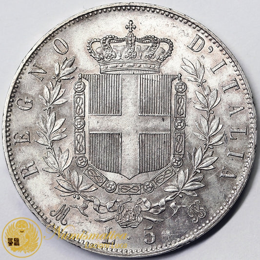 VITTORIO EMANUELE II 5 Lire 1872 Zecca Milano Ag Q.Fdc #PV286