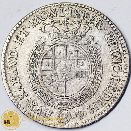 REGNO DI SARDEGNA Carlo Emanuele III 1730-73 Quarto di Scudo d'argento 1763 BB RARO #PV315