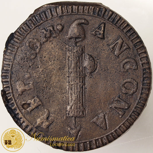 PRIMA REPUBBLICA ROMANA 1798-99 ANCONA 2 Baiocchi senza dati rame R2 Spl+ #PV02