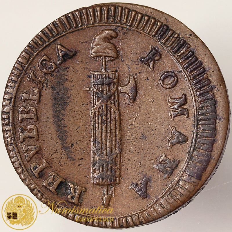 PRIMA REPUBBLICA ROMANA 1798-99 DUE BAIOCCHI senza data Roma RRR Q.Spl #PV04