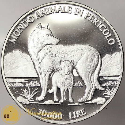 SAN MARINO 10000 Lire 1996 MONDO ANIMALE IN PERICOLO FS Ag #4557