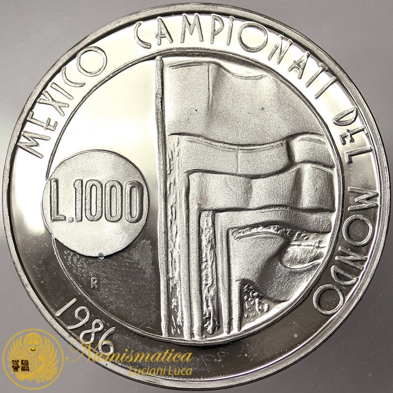 SAN MARINO 1000 Lire 1986 CAMPIONATI DEL MONDO MESSICO CALCIO FS Ag #4262