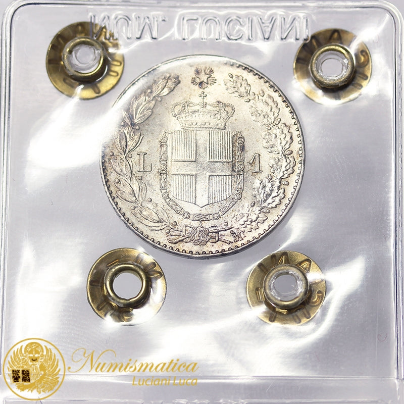 UMBERTO I 1 Lira 1887 Milano Ag Fdc Eccezionale #PV346