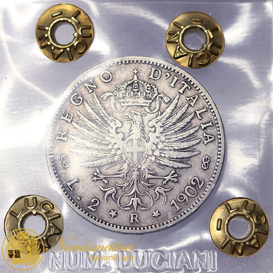 VITTORIO EMANUELE III 2 Lire 1902 Ag BB RARO #PV144