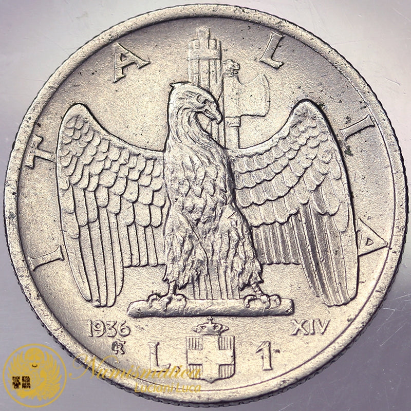 VITTORIO EMANUELE III 1 Lira 1936 BB/Q.Spl RARA #PV123