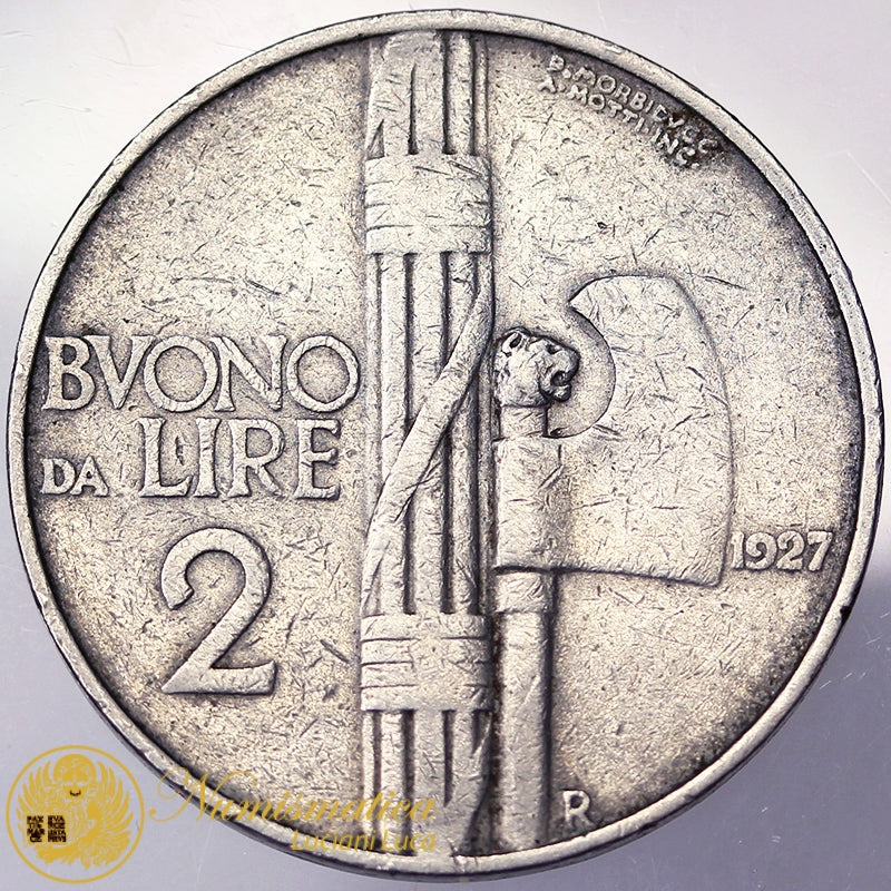 VITTORIO EMANUELE III Buono da 2 Lire 1927 Molto Raro MB #PV121