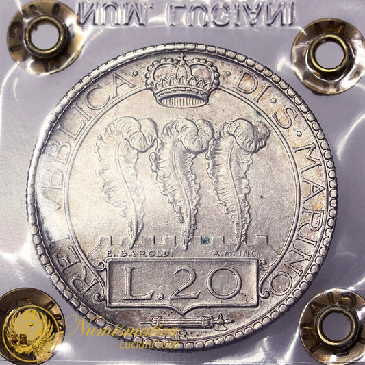 SAN MARINO 20 Lire 1937 II^ monetazione Q.Fdc RARA #PV754