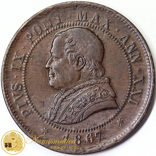 STATO PONTIFICIO Pio IX An. XXI 4 Soldi 1867 Spl #4542