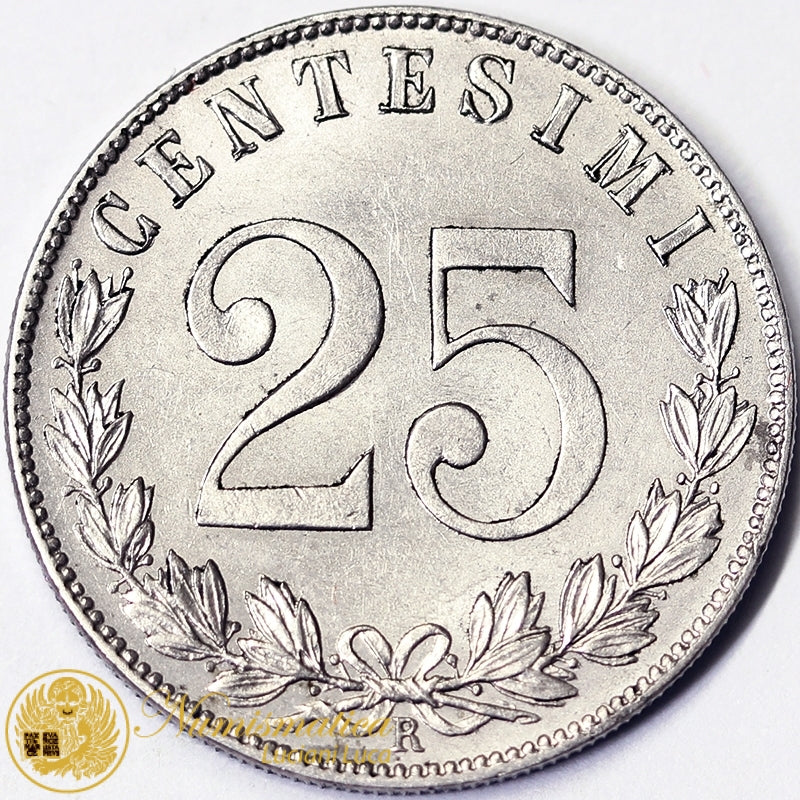 VITTORIO EMANUELE III 25 Centesimi 1902 Roma RARA FDC #3753