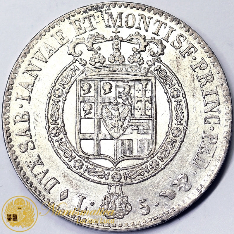 REGNO DI SARDEGNA 5 Lire 1819 Torino VITTORIO EMANUELE I 1802-21 Ag RARO Q.Fdc #PV418