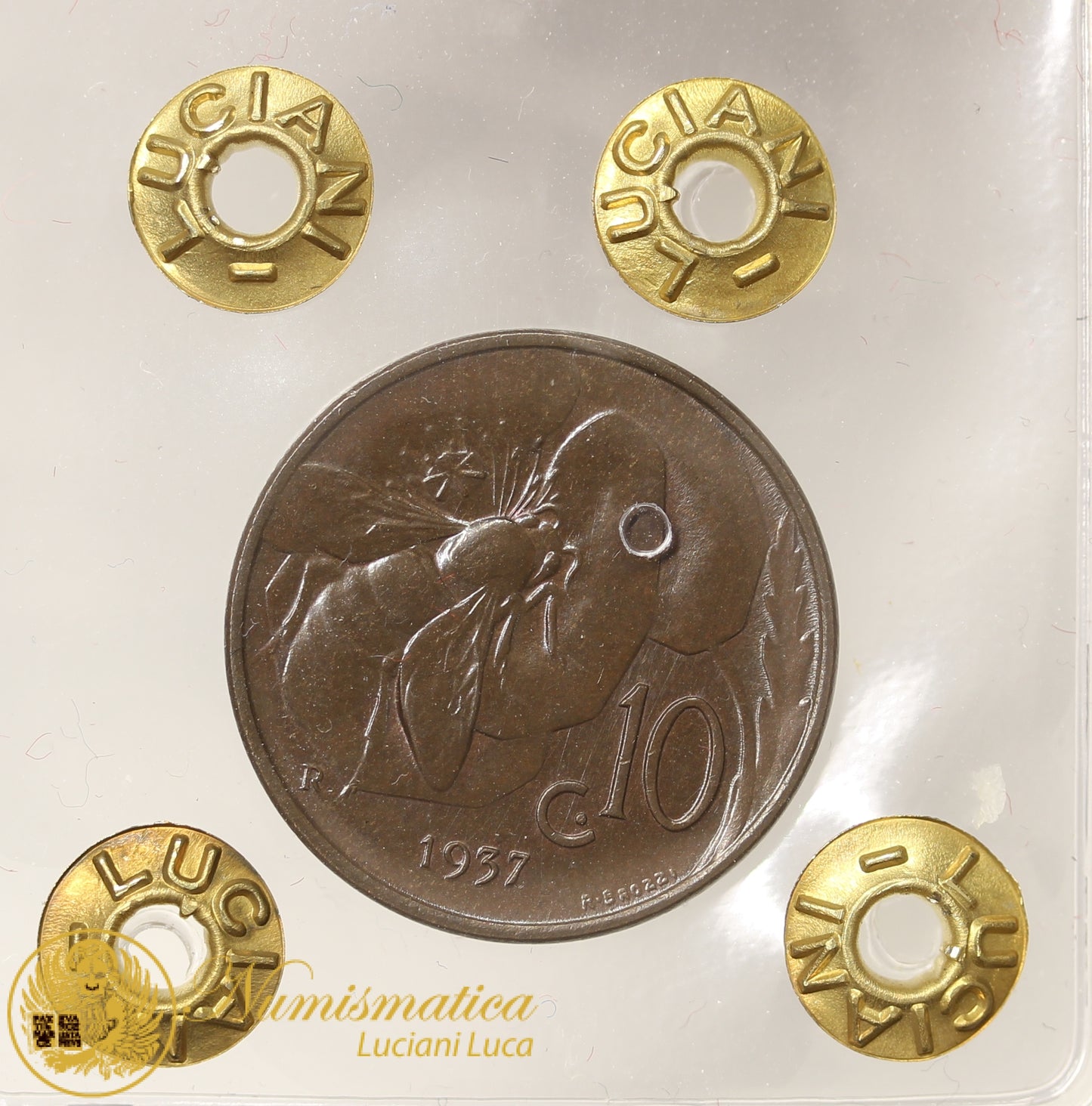 VITTORIO EMANUELE III 10 Centesimi 1937 Fdc rame rosso scuro Fdc #PV231